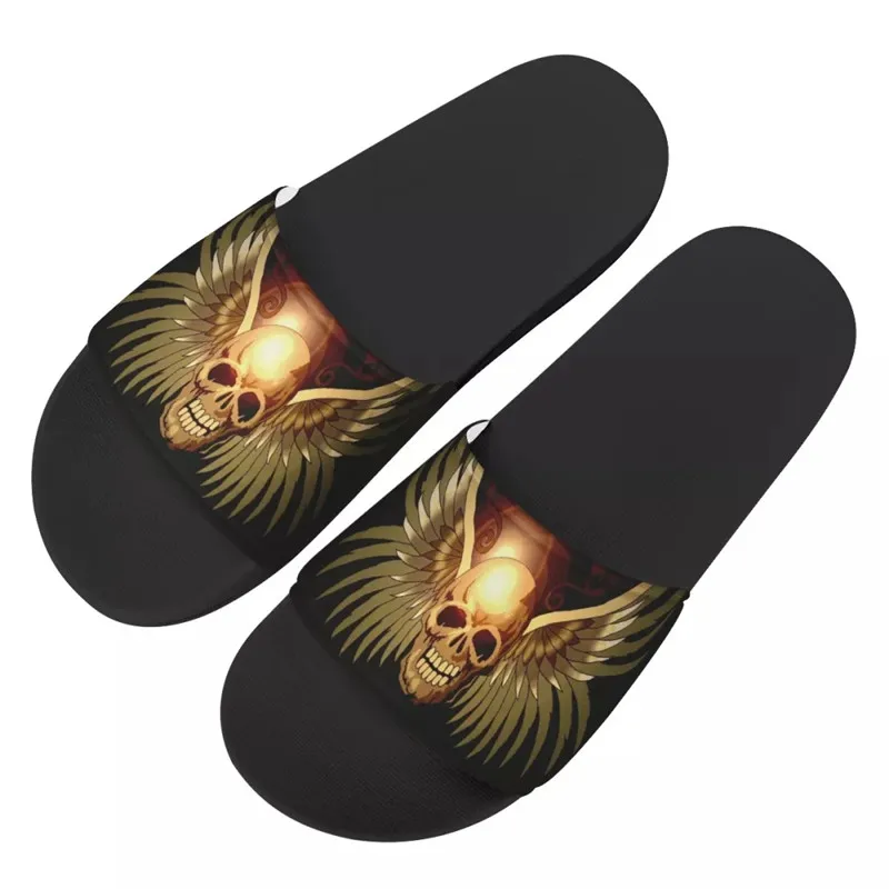 

WHEREISART Skull Prints Women Slippers Shoes PU Summer Footwear Fashion Female Water Slides Outdoor Flat Ladies Beach Sandals