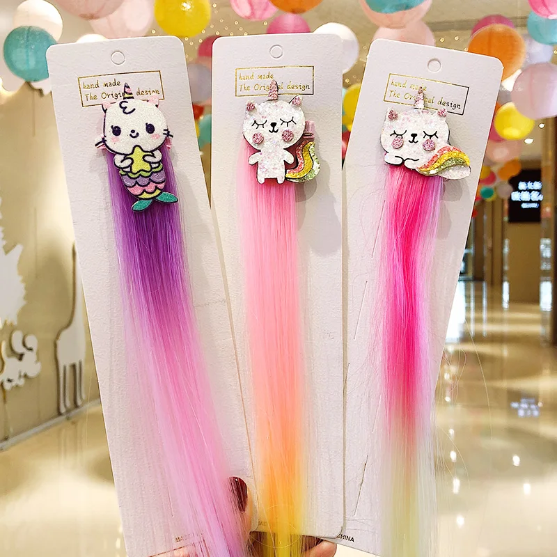 New Girls Cute Cartoon Unicorn Colorful Braid Headbands Hair Clips Sweet Hair Ornament Hairpins Kids Fashion Hair Accessories