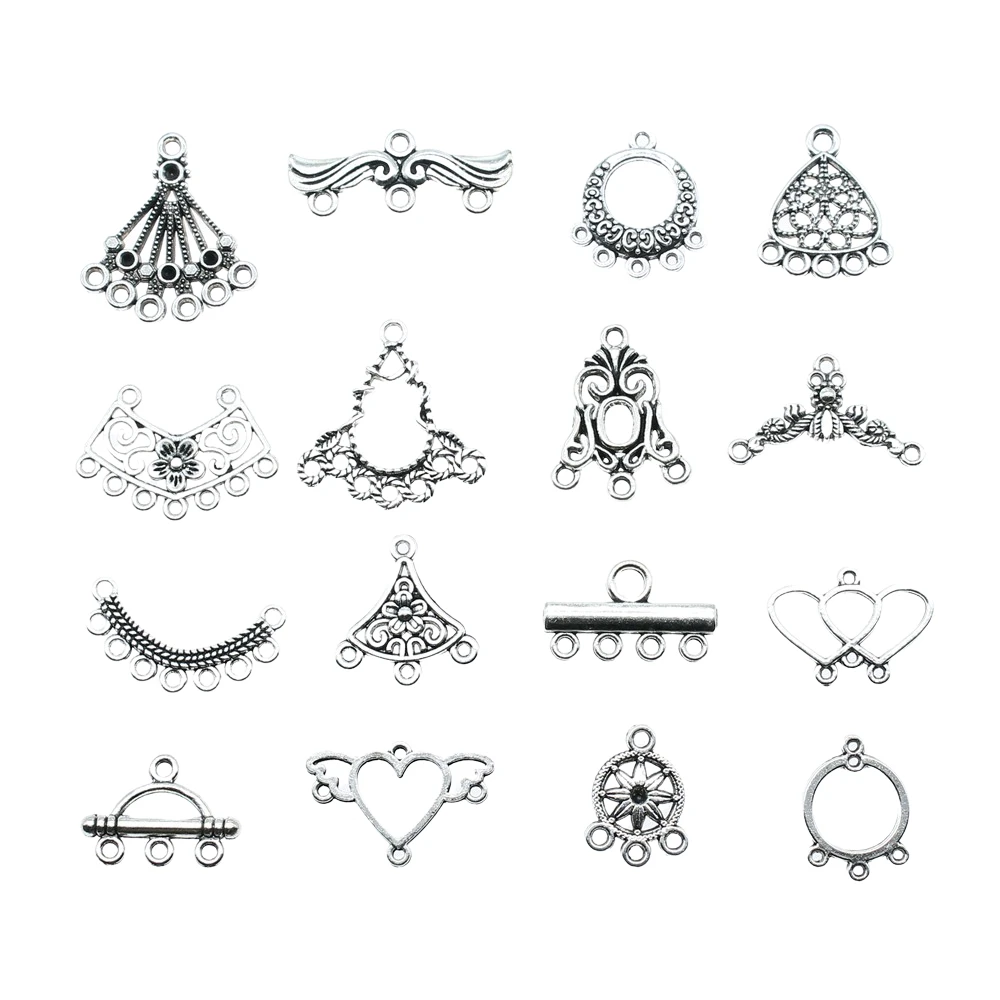 20pcs Antique Silver Color Earrings Connection Charms Jewelry DIY Earrings Connector Charms For Earring Making