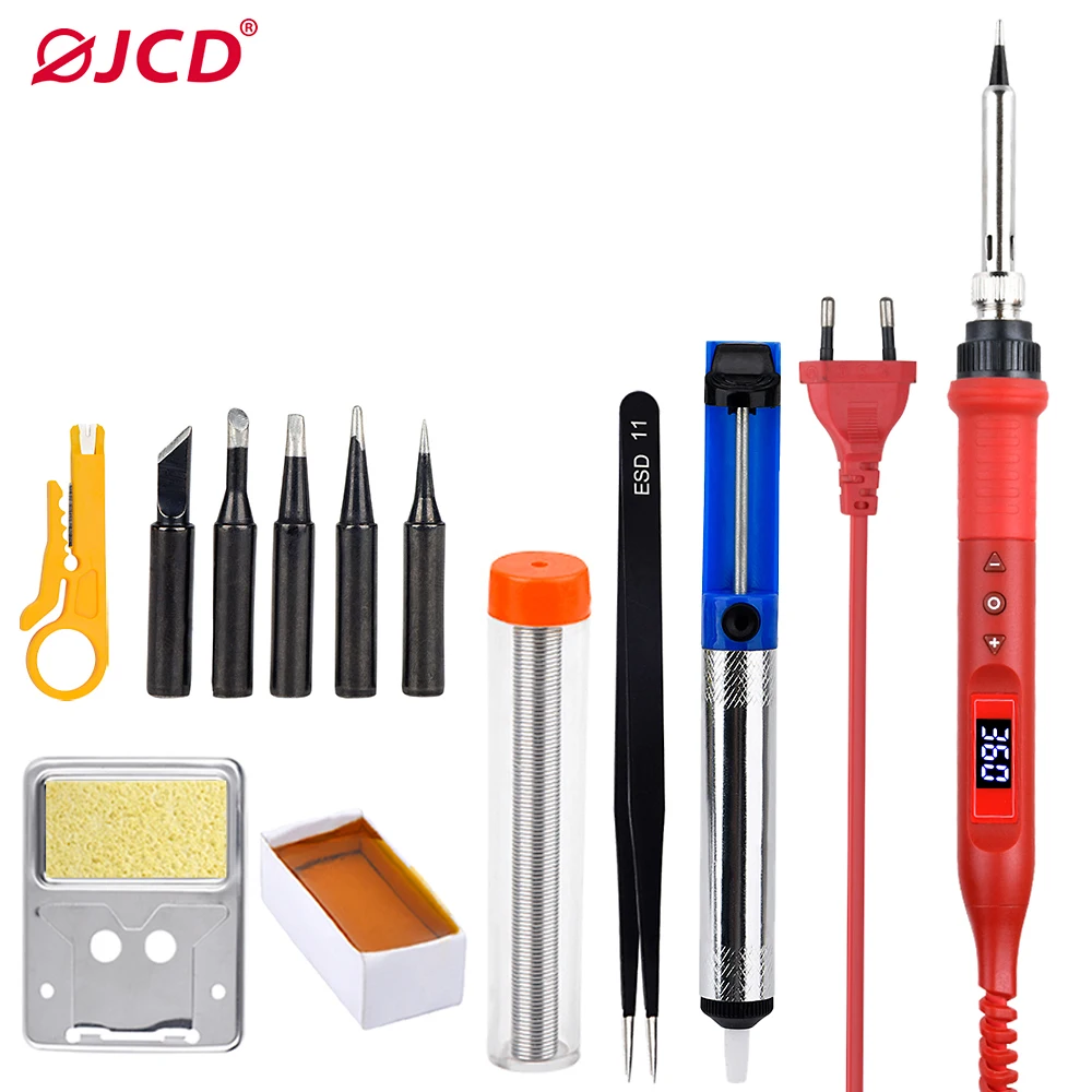 JCD-Juego de soldadura de estaño 908U, 80W, Botón multifunción, temperatura ajustable para soldar, Kit de bricolaje