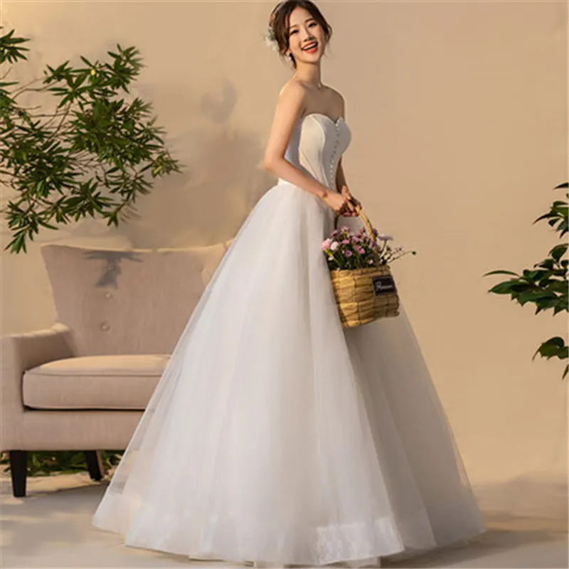 платье New Style Sexy Strapless Light Wedding Dress свадебное платье Vestido De Novia Bride To Be MF0164
