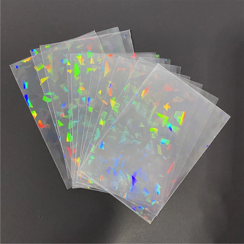 50PCS 62x90mm Broken Gemstone Glass Rainbow Star Laser Card Sleeves For YGO Protector Holographic Foil Tarot Cards Binder Film