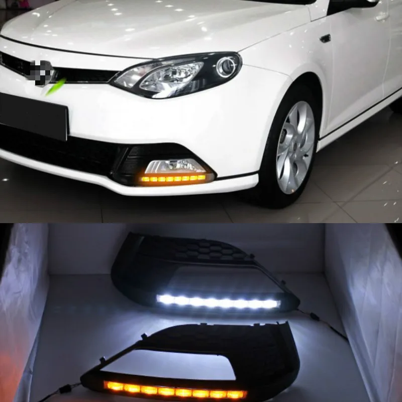 

2PCS LED Daytime Running Light For MG MG6 2010-2014 White and Yellow Turn Signal Function 12V Car DRL Fog Lamp Decoration