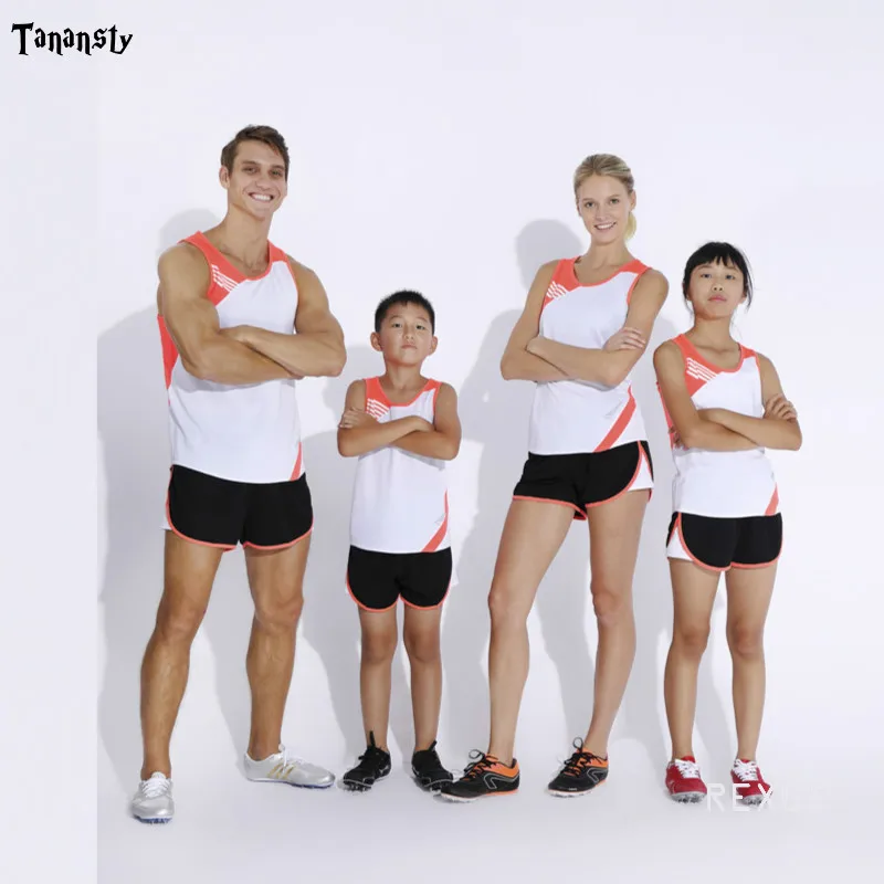 Family Sports Running Suit for Men Women Children 2 Pieces Sleeveless Tank Shorts Track & Field Clothes Set Jogging Sportswear