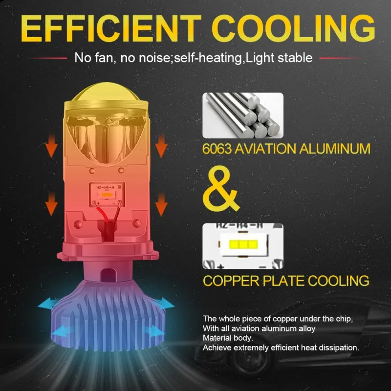 H4 LED High Low Beam Mini Projector Lens Headlight 12V 24V 3000k 4300K 6000K Focused Y6 H4 Bulb Car Light Led H4 Automotive