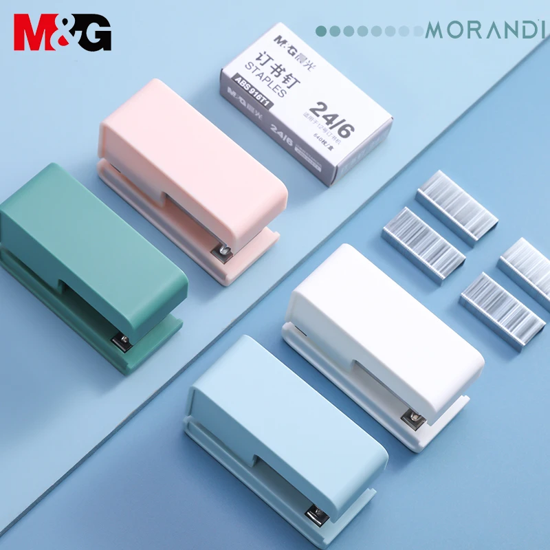 M&G Mini Morandi Color Metal Stapler Set with 640pcs Staples 24/6 Binding Tools Stationery Office Binder School Supplies