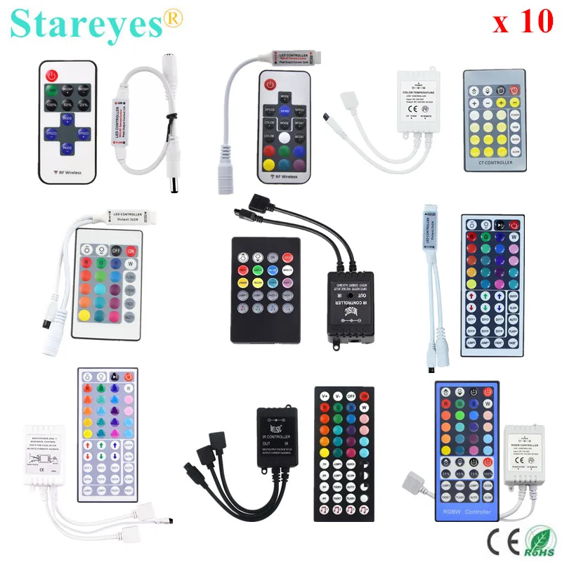 

10 Pcs RGB RGBW Remote controller RF 11 17 Keys IR 20 24 40 44 Key remote control music CCT dimmer for SMD 5050 2835 Strip