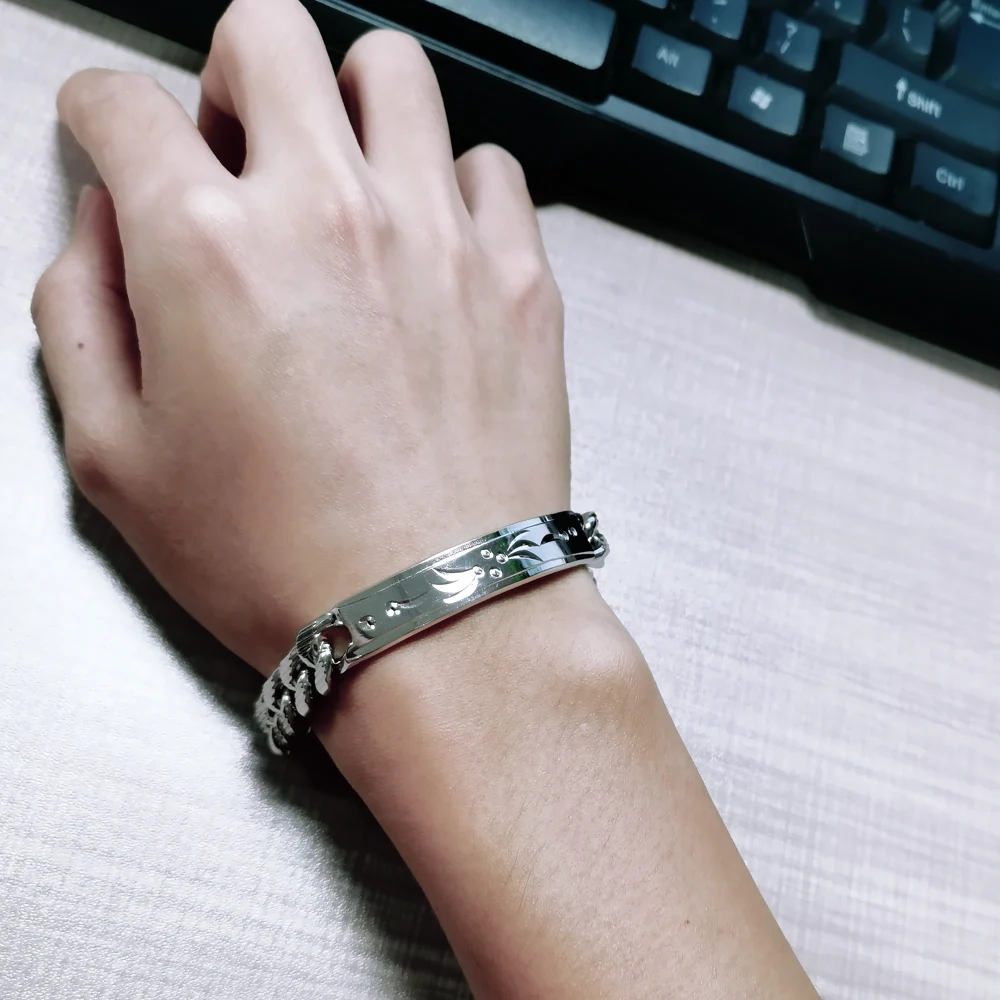 Fashion 925 Sterling Silver Bracelet for Men Male Cool Rock Punk Style Bracelet 100% Solid silver 10 mm 20 cm Bracelet Jewelry