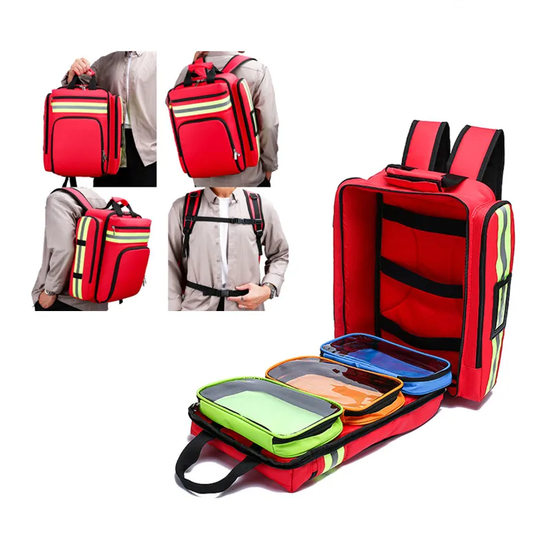 Kit de primeiros socorros para viajar segurando camping Mochila médica AED Saco de trauma de emergência vazio Saco multi-bolso impermeável