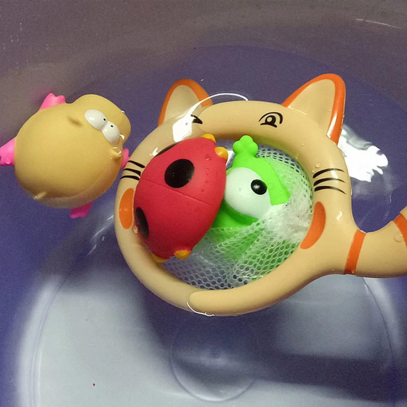 Fishing Toys Network Bag Pick up Toy Kids Soft Rubber Animals   Summer Swimming Play Water Bath Doll Water Spray Bath Toys