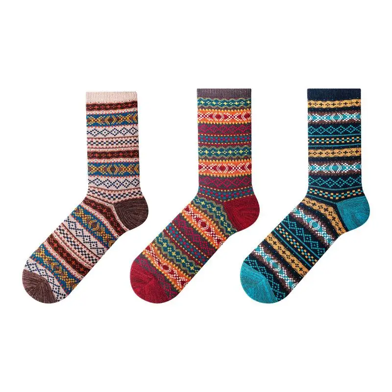 

10Pcs Winter Warm Socks Women Flower Knitting Warm Ankle Sock 2020 New Bohemian Boots Socks for Women