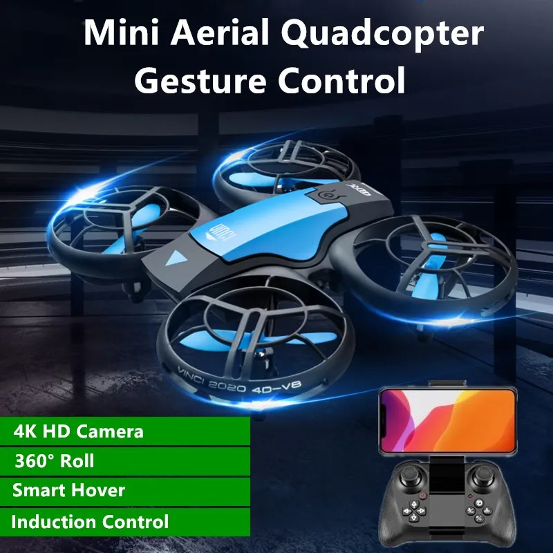 Mini Aerial RC Drone 2.4G  4K HD Camera WIFI FPV Gesture Sensing 360° Rollover Fixed Height Remote Control Quadcopter 4K RC Dron