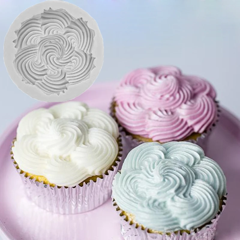 Cupcake Top Piped Swirl Silicone Mold for Fondant Cake Decor, Crafts, Cupcakes, Sugarcraft, Cookies, Candies, Bakeware Tools