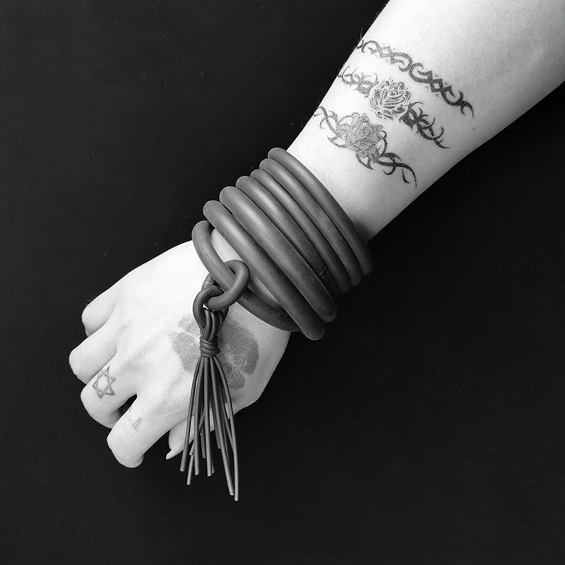 UKEBAY New Tassel Bangles For Women Charm Bracelets Gothic Hand Accessories Gift Lovers Rubber Jewelry Handmade Designer Bangle