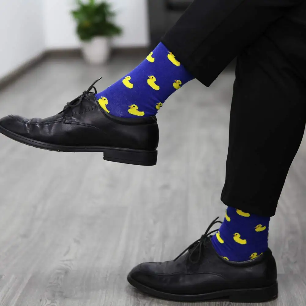 Match-Up Men's duck cartoon Combed Cotton Socks Crew Socks (451), US 7.5-12