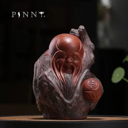 PINNY Purple Clay The God Of Longevity Tea Pet Statue People Ceramic Figurines Zi Sha Tea Ceremony Ornaments Home Decoration