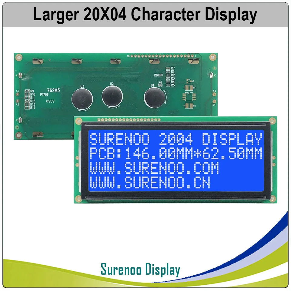 Surenoo Larger 204 20X4 2004 Character LCD Module Display Screen LCM Blue Yellow Green FSTN White LED Backlight English Japanese