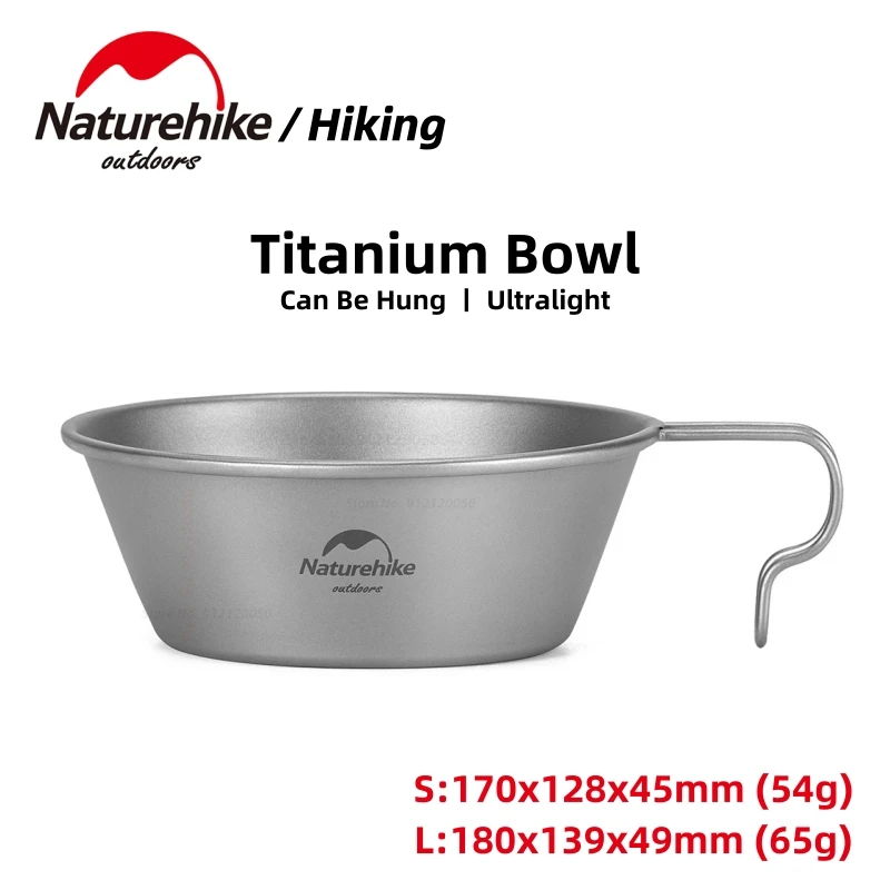 Naturehike Hangable Titanium Bowl Titanium Natural 450ML Outdoor Camping Tableware Barbecue Equipment Camping Picnic Food Bowl