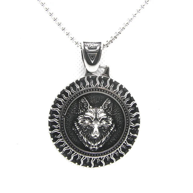 Animal Wolf Pendant 316L Stainless Steel Jewerly Wolf Vikings Style Necklace