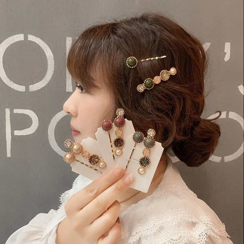 2/4pcs/set Rhinestone Wave Hair Clips for Ladies Imitation Pearl Hair Pins Set Charming Women Hair Accessories