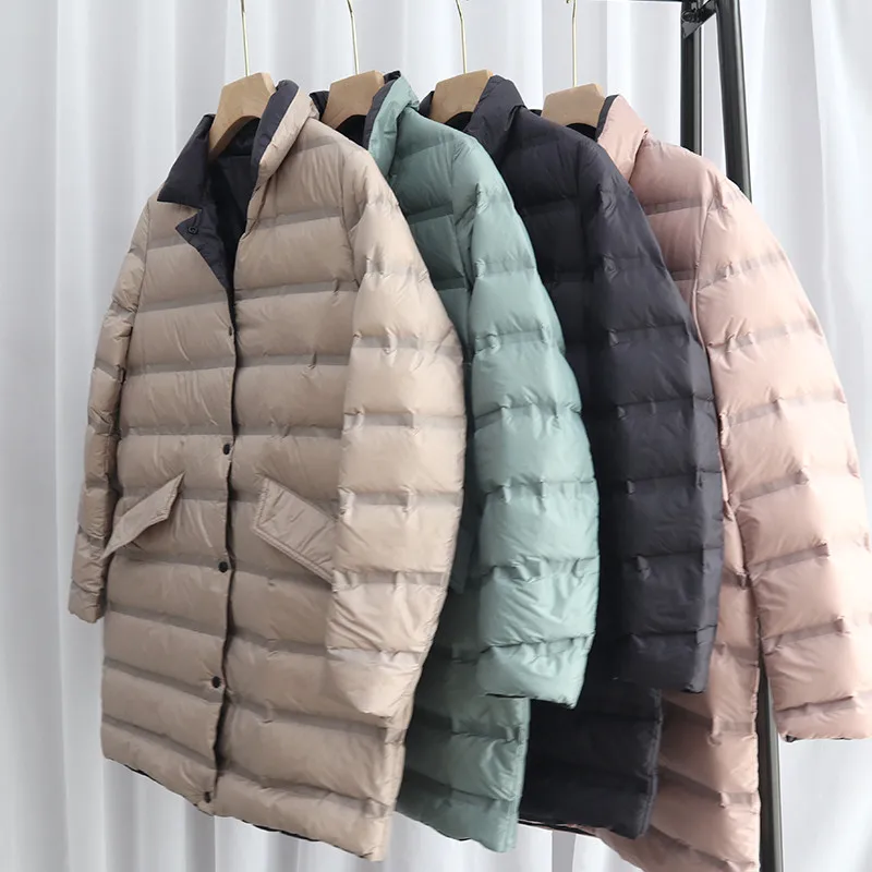 

Sanishroly Autumn Women Winter Long Coat Warm light White Duck Down Jacket Parka Female Casual Oversize Thin Outwears Tops S1085