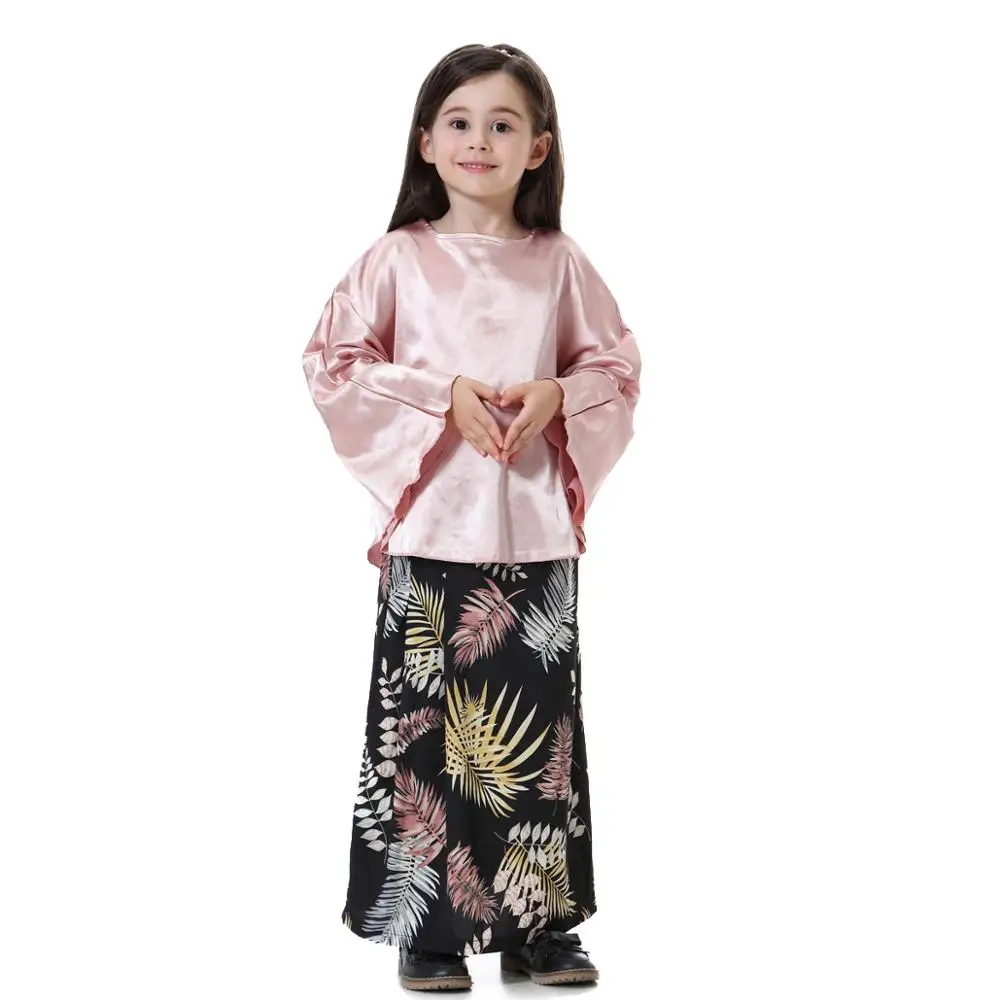 2 Pieces Fashion 2020 New arrival Indonesia Kid\'s Clothing 90-160cm Tops and Skirt Sets Elegant Children Malaysia wear for Girls