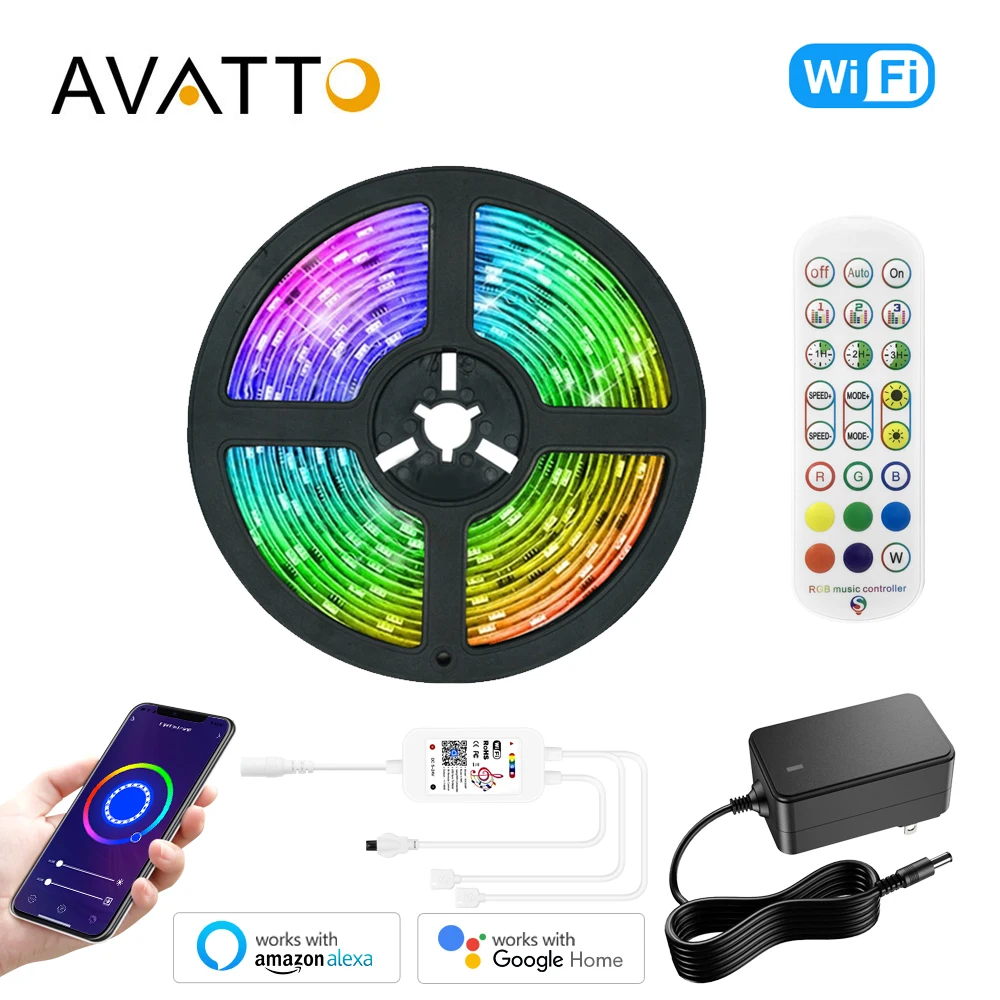 

AVATTO Led Lights Strips,Tuya WiFi Smart Bluetooth RGB Flexible Tape Led Ribbon,App Remote Control work with Alexa, Google Home