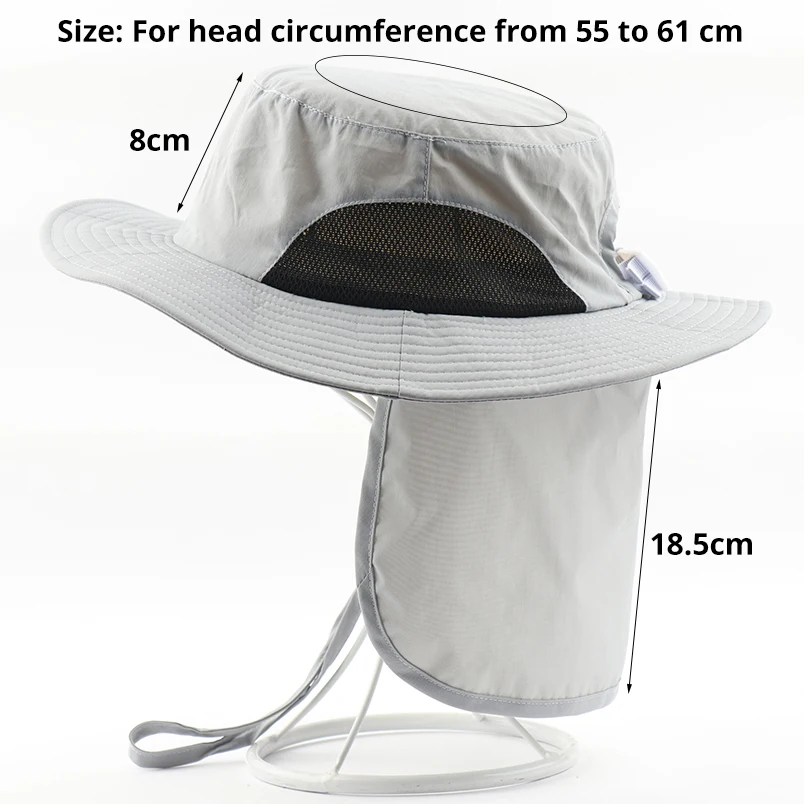 CAMOLAND UV Protection Sun Hat Women Men 2in1 Waterproof Bucket Hat With Neck Flap Outdoor Breathable Fishing Hiking Boonie Caps