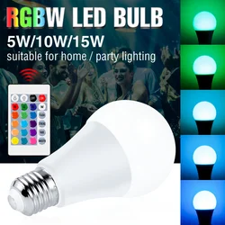 LED Bulb E27 Color Light 220V LED Lamp RGB Lampara 5W 10W 15W Dimmable Bulb RGB Magic Bulb IR Remote Control Lamp For Home Decor