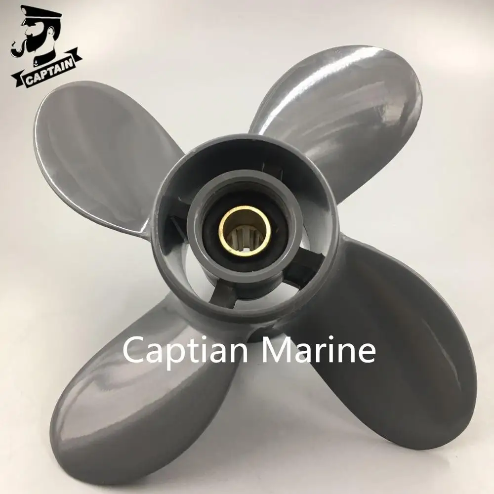 Captain Propeller Match with Honda /Yamaha Outboard 9 1/4X11 BF8D/BF9.9D BF9.9/BF15A BF15D 8 Splines 4 Blades Boat Accessories