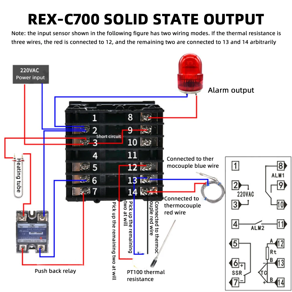 REXC-700 Regolatore di temperatura Regolatore di temperatura PID digitale SSR a stato solido 220V Ingresso universale Uscita relè Uscita SSR