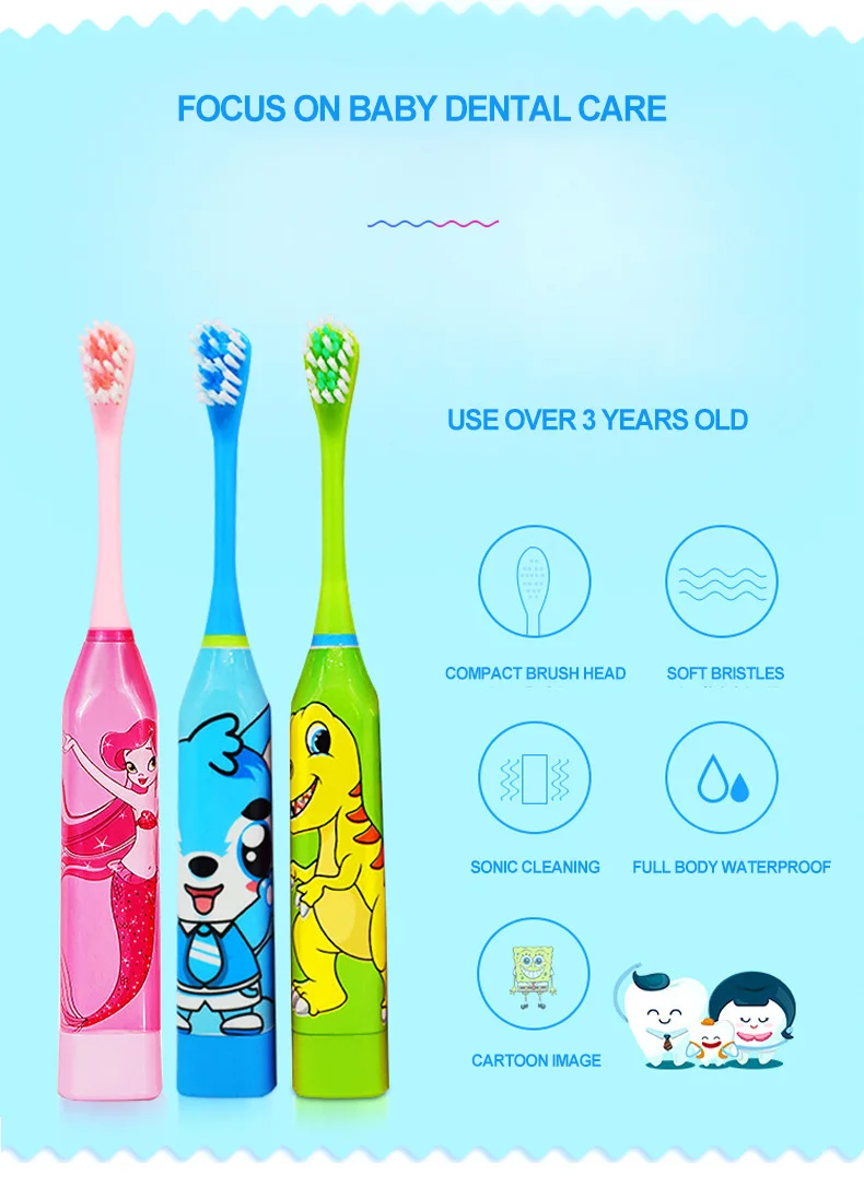 Toothbrush Teeth Brush Kids For Children Electric Double-sided Clean To Rechargeable With 2pcs