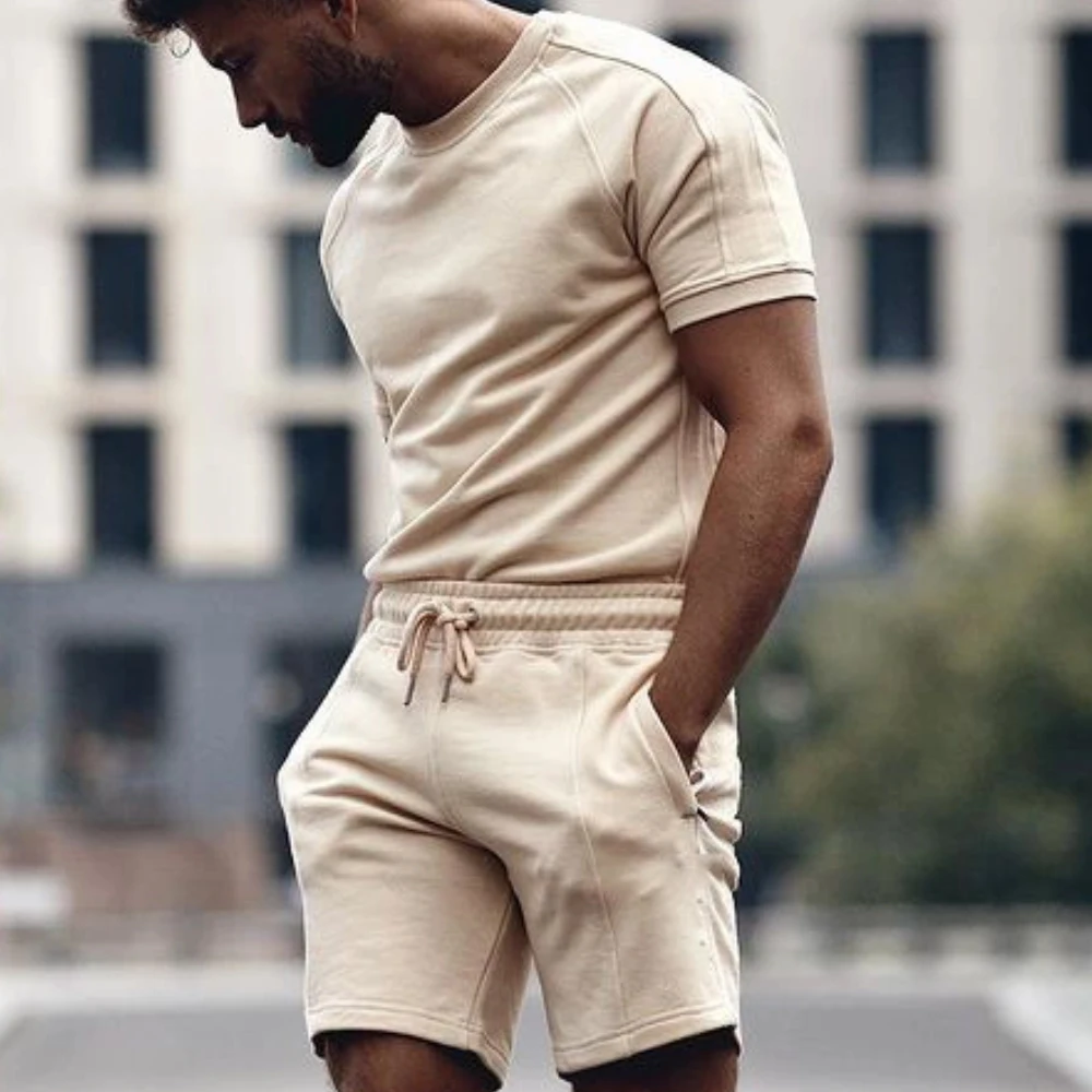

Clothes For Men Joggers Tracksuit 2pcs/set Short Sleeve T-shirt Shorts Set Gym Sports Summer Sweatsuit Men Casual Short Sets