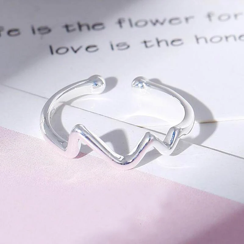 

Pure 925 Sterling Silver Women's Ring Simple Wave Shape Trendy S925 Thin Rings for Female Fine Jewelry Christmas Gift YRI078