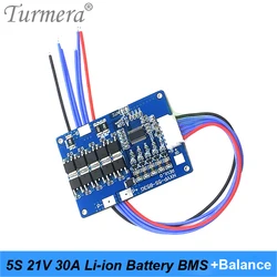 Turmera 5S 21V 30A 45A BMS Balance Lithium Battery Board for 18V 21V Screwdriver Electric Drill Batteries and Medical Device Use