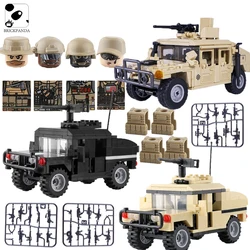 WW2 Military USA Army Hummer Armored Car Building Blocks MOC Russian Soldiers Figures Vehicle Tank Parts Bricks Kids Toy Gifts