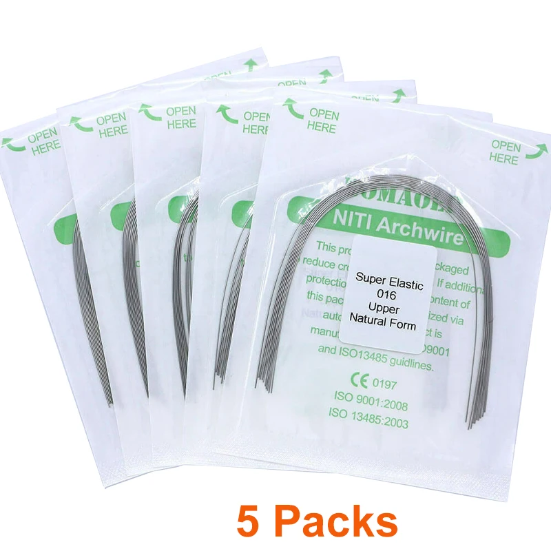 Orthodontic Nitinol Arches 5 Packs Super Elastics Dental Wire Natural Form Niti Round Arch Wires Dentist Materials Correction