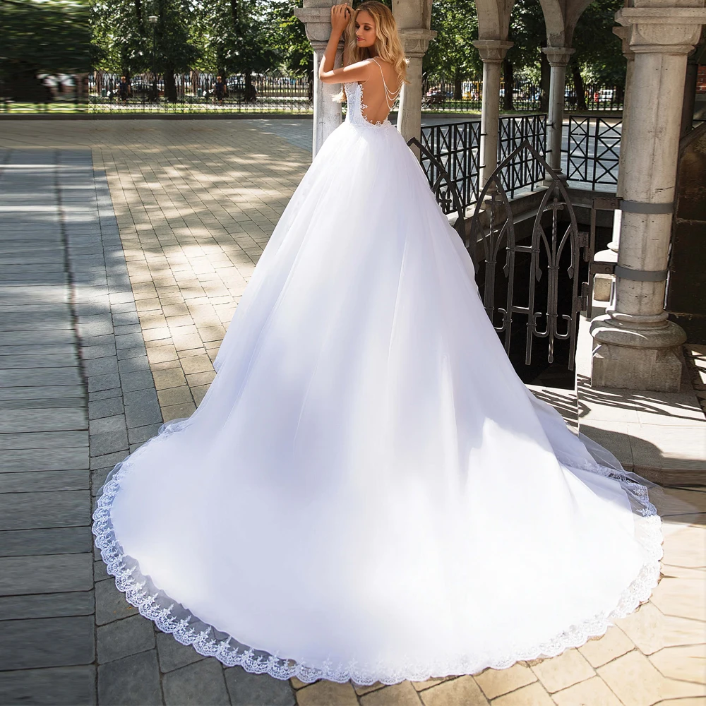 Vestido De novia Vintage con cuentas, cuello redondo, apliques sin mangas, ilusión, hecho a medida