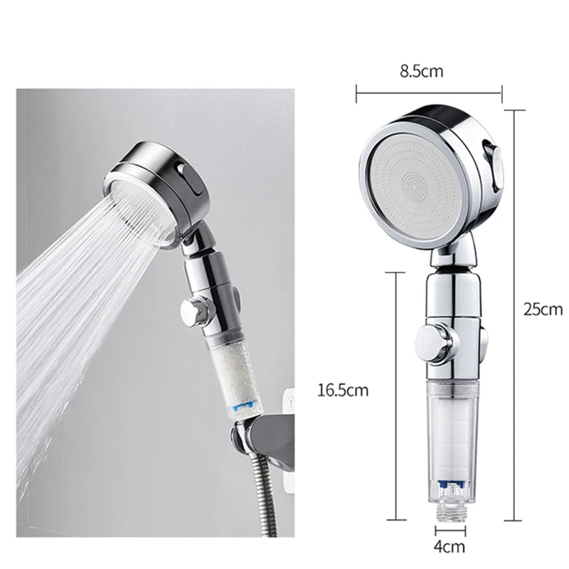 SHAI New Arrival Handheld Shower Head One Key To Stop Water With Filter Shower Head 3 Functions Saving Water High Pressure Showe