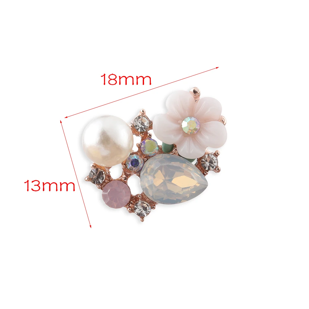 10PCS Flower Rhinestone Button For Making Pearl Hairpin Garment Accessories  Flatback Plating Garment Buckle Clothing Decoration