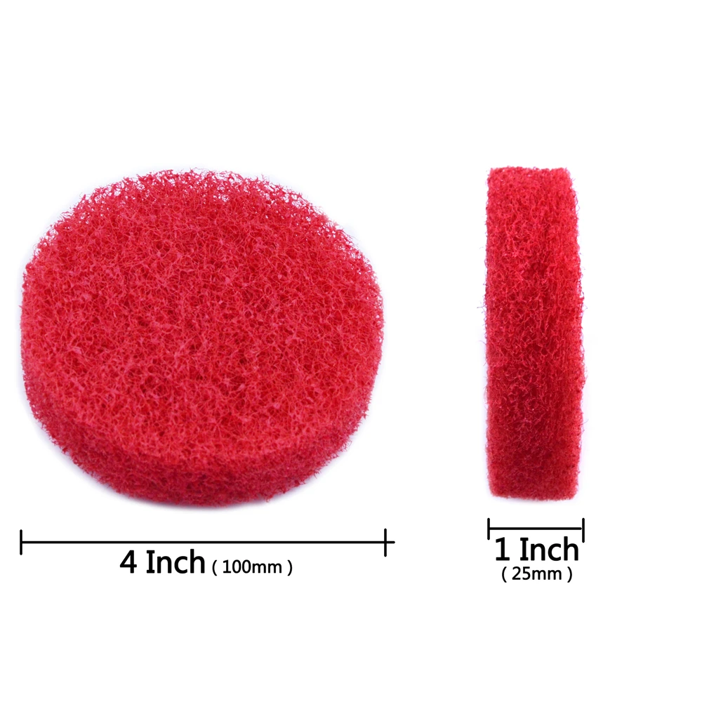 POLIWELL 4PCS 4 Inch 100mm Polyester Scrubbing Pads Industrial Scouring Pad Bathroom Kitchen Automotive Cleaning Polishing Kit