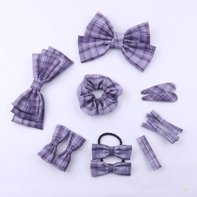 

13Pcs/Set Girls Bows Hair Clip Kids Barrettes College Style Plaid Hairpins Rope Children Multicolors Hairties Hair Accessories