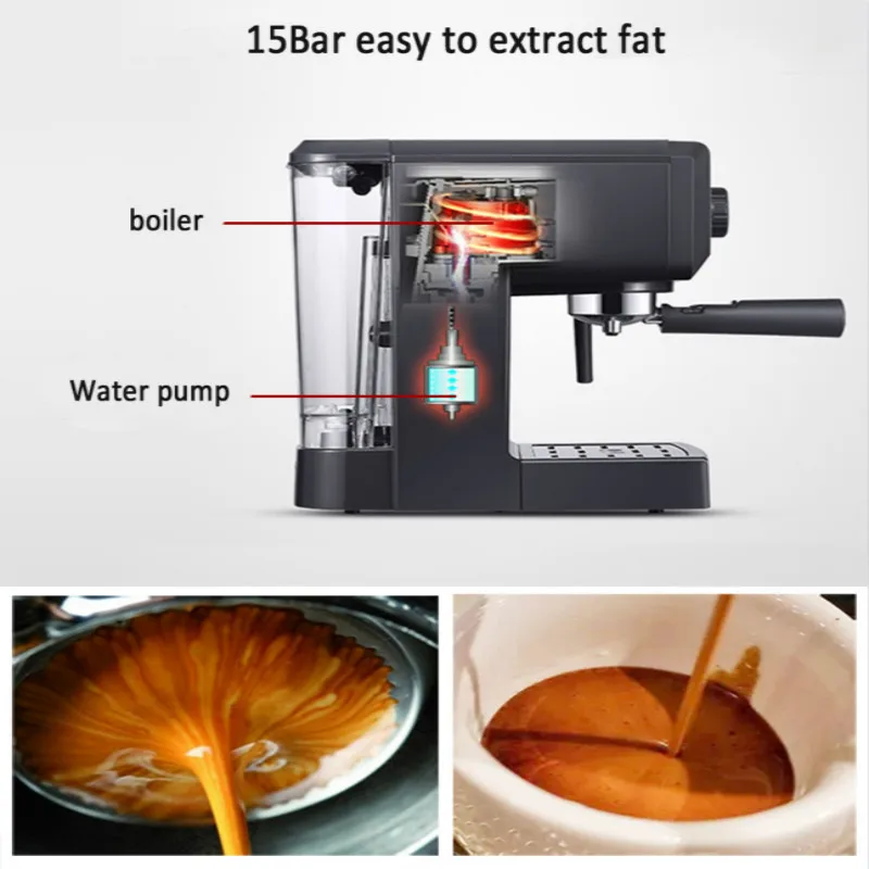 2019 15Bar Espresso Machine maker Fully Automatic steam 1050W Pump Pressure Household Extraction Mellow Grease milk frother