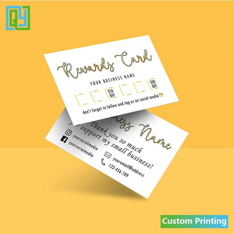 Free Shipping Design Custom Loyalty Card  100 PCS Reward Card Paper Card Business Card 54x90mm Thank You Card For Small Business