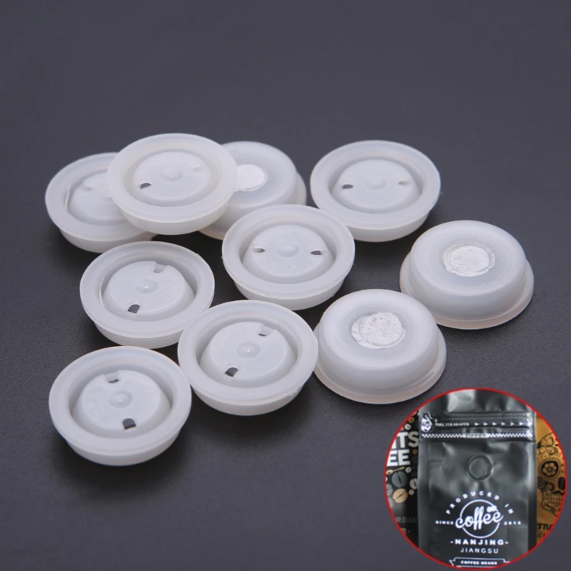 10pcs One-way Degassing PE Valve With Filter Exhaust Ventilation Vent Coffee Bag