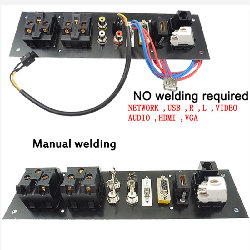 Imagem -03 - Soquete de Áudio de Painel de Liga de Alumínio Preto Escovado Canal l r 3.5 mm Conector de Vídeo Hdmi Compatível com Vga Rede de tv Reino Unido Eua Austrália