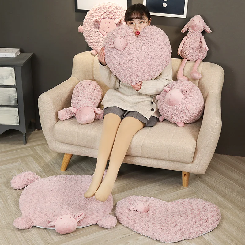 

Multi Series Pink Lamb Plush Toy Sheep Nap Pillow Chair Cushion Soft Heart Stuffed Bedroom Carpet Cushion Girls Valentine's Gift