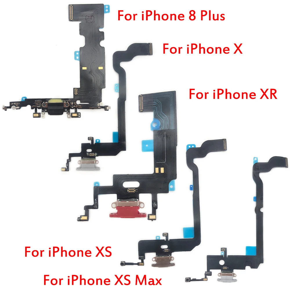 New Charging Flex Cable For IPhone X XR XS Max 8 Plus USB Charger Port Dock Connector With Mic Flex Cable Repair