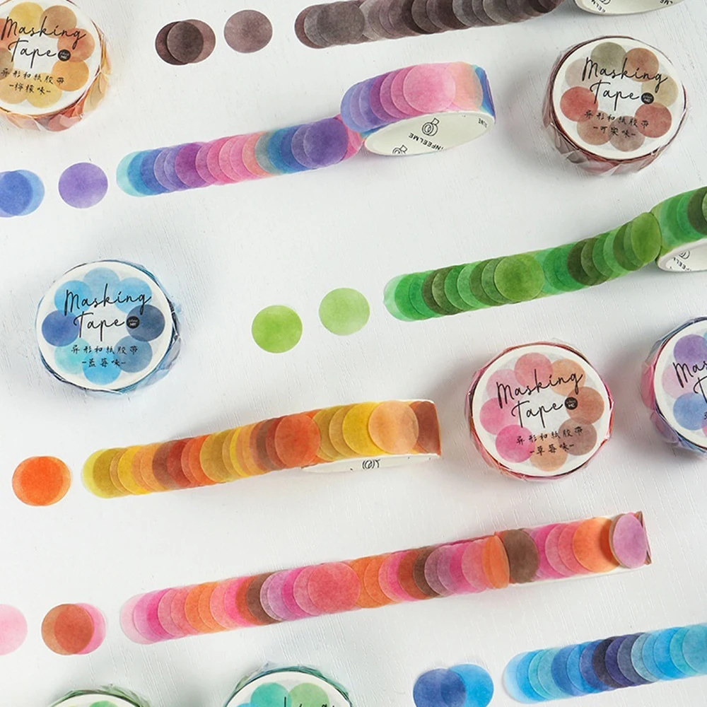 100Pcs/roll Candy Color Dot Washi Tape Stickers DIY Scrapbooking Label Decor Masking Tape