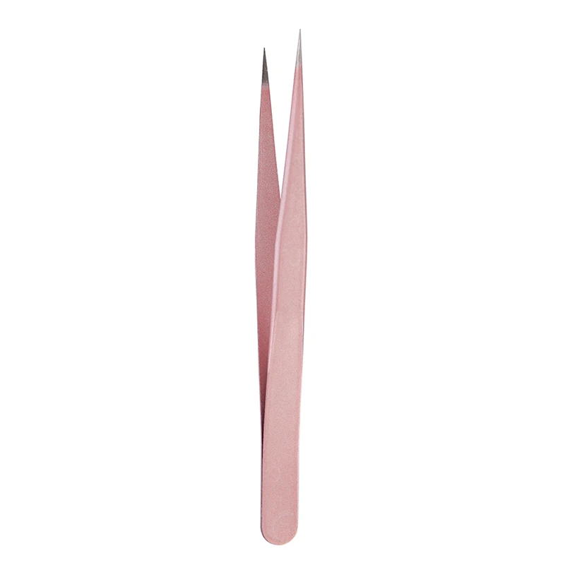 1Pc Straight Tweezer Champaign Rose Gold Nail Art Stickers Rhinestones Picking Tool Gem Decor Eyelash